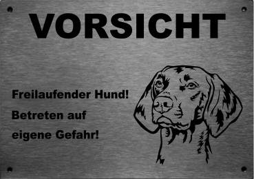 Edelstahl Warnschild Afghanischer Windhund VORSICHT Freilaufender Hund! Betreten auf eigene Gefahr!